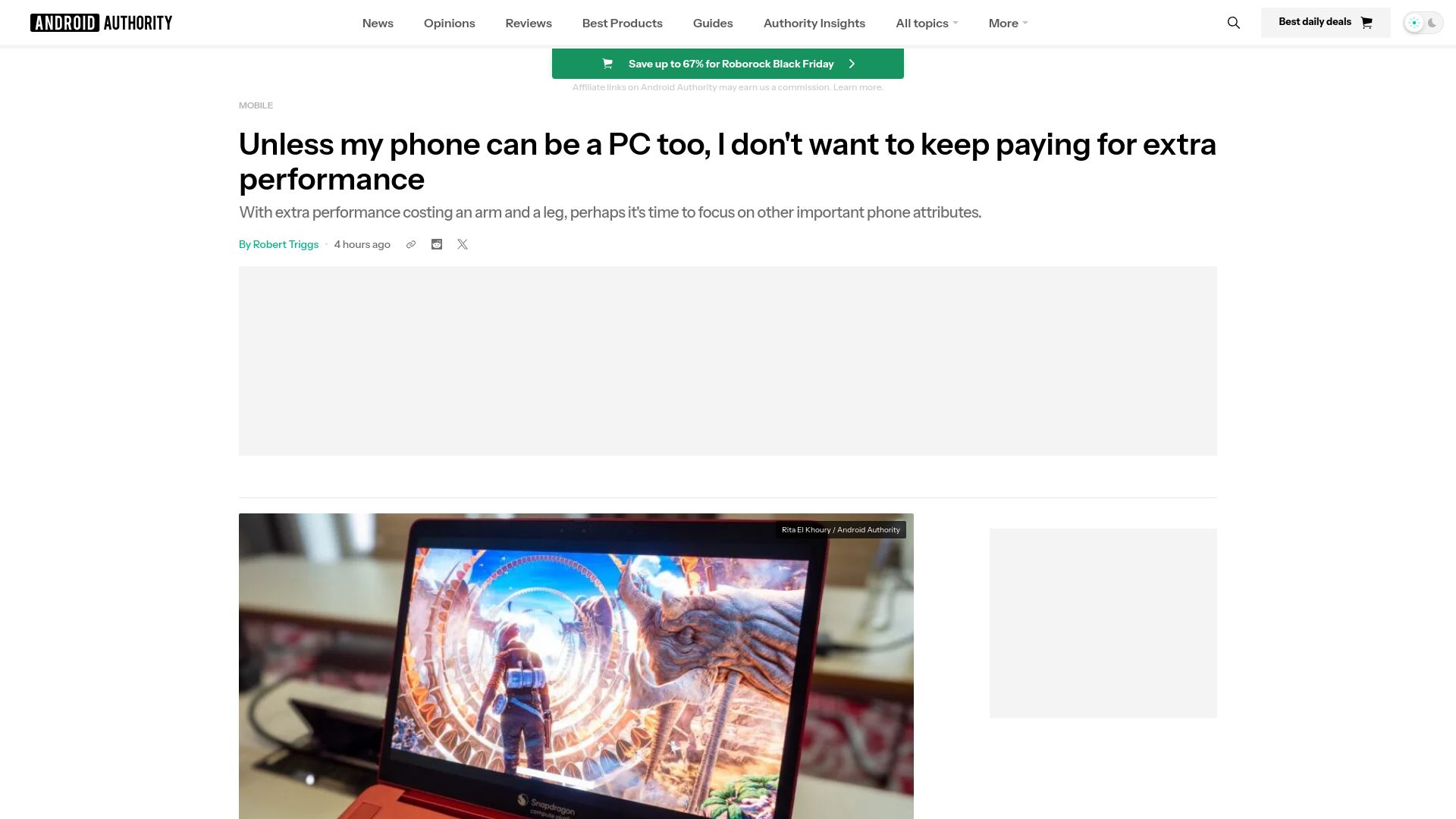 Screenshot of androidauthority.com: Unless my phone can be a PC, I don't want to keep paying for extra performance