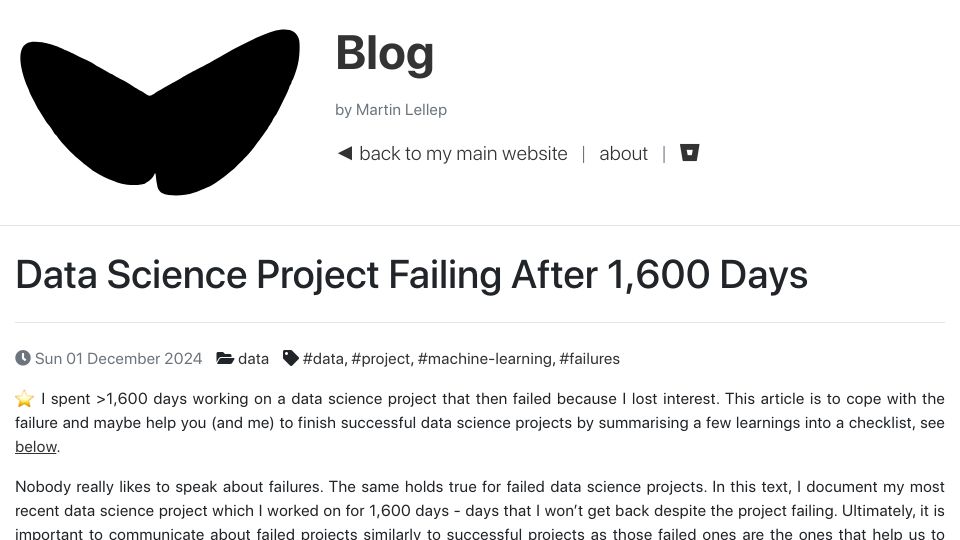 Screenshot of lellep.xyz: 1,600 days of a failed hobby data science project