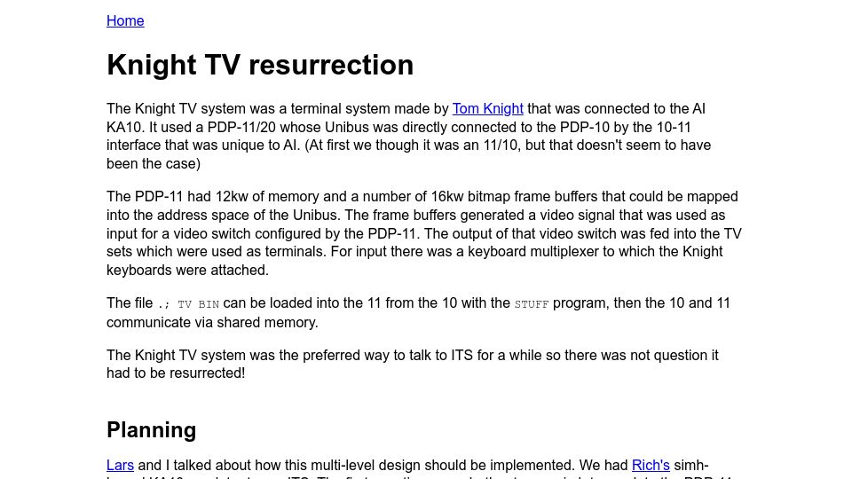 Screenshot of pdp-6.net: Knight TV Resurrection (2018)