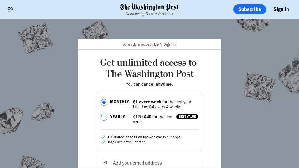 Screenshot of washingtonpost.com: See how a lab-grown diamond is made