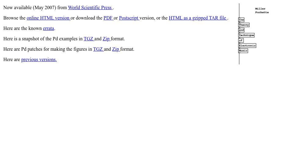 Screenshot of msp.ucsd.edu: The Theory and Technique of Electronic Music (2006)