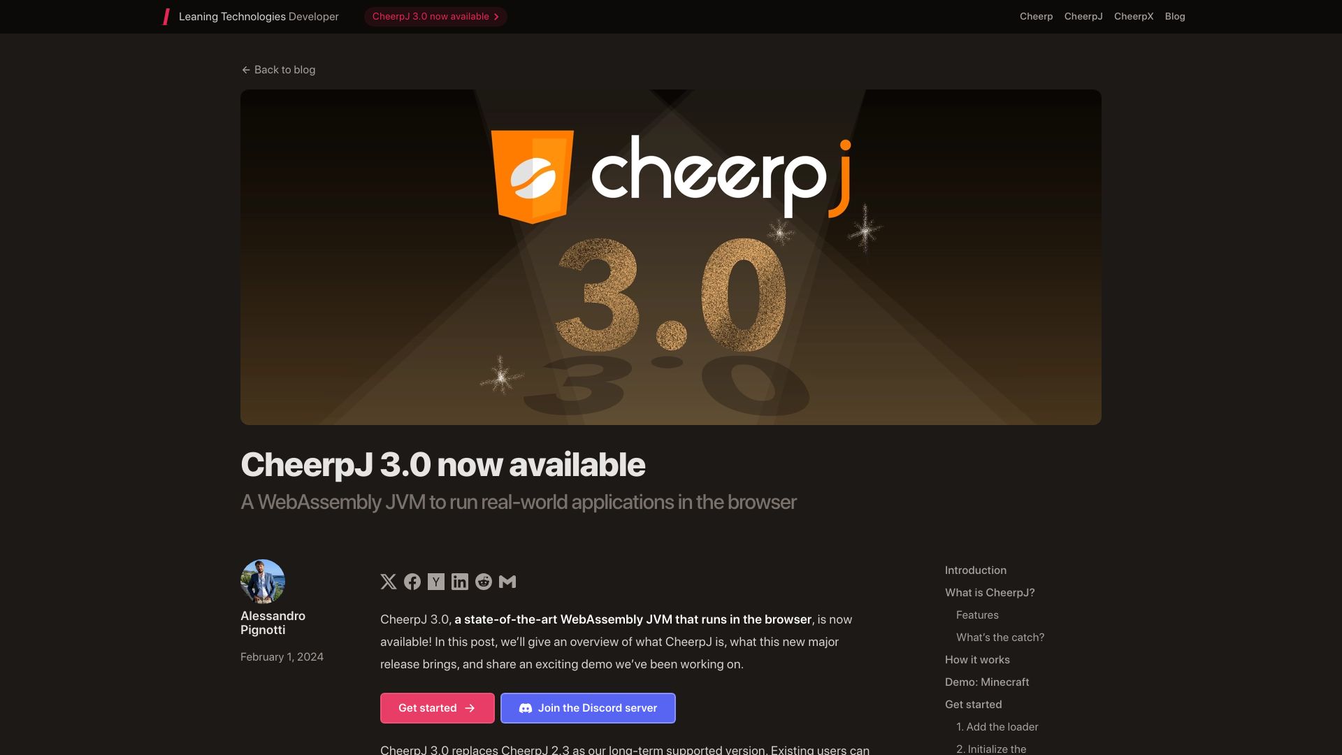 Screenshot of labs.leaningtech.com: CheerpJ 3.0: A WebAssembly JVM to run real-world applications in the browser