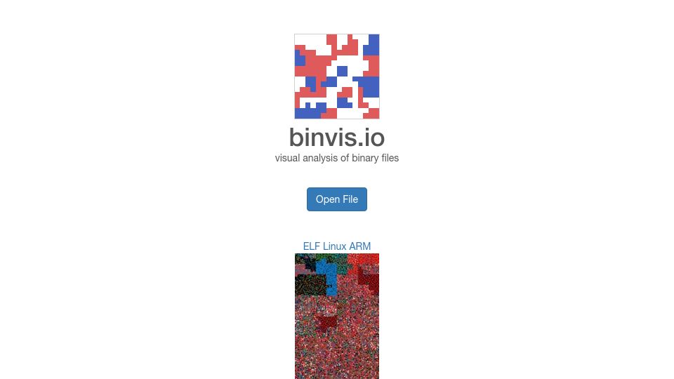 Screenshot of binvis.io: Visual Analysis of Binary Files