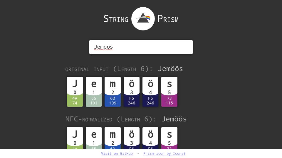 Screenshot of bkis.github.io: String Prism