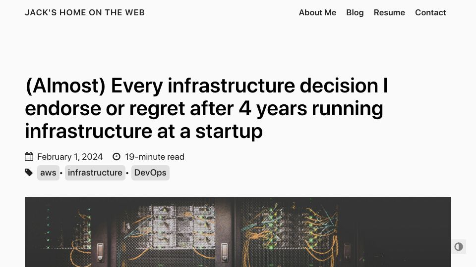 Screenshot of cep.dev: Almost every infrastructure decision I endorse or regret