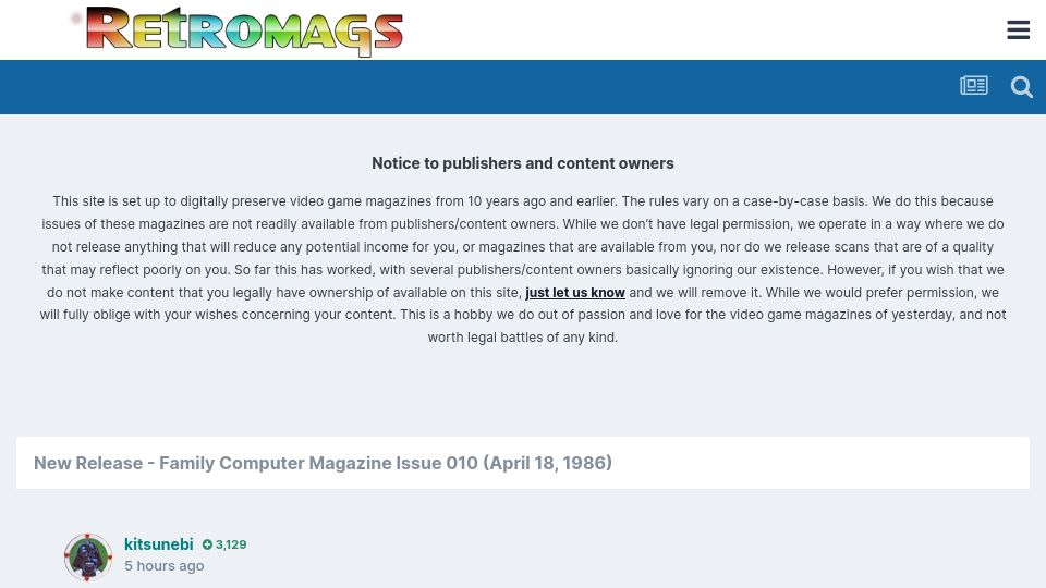 Screenshot of retromags.com: RetroMags: Download Retro Gaming Magazines