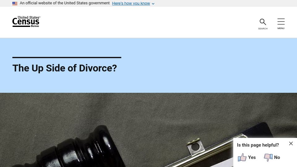 Screenshot of census.gov: When Laws Make Divorce Easier, Women Benefit, Outcomes Improve (2019)