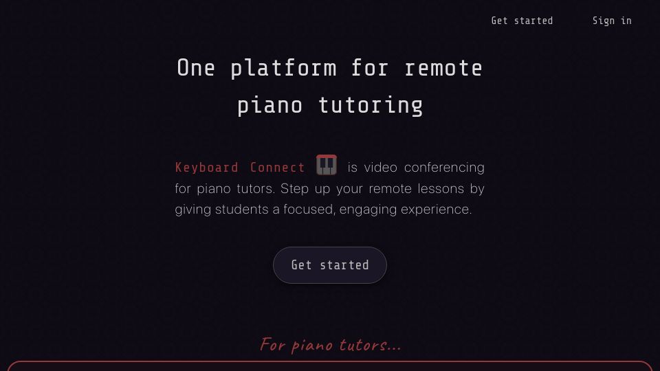 Screenshot of keyboardconnect.com: Show HN: A platform for remote piano lessons based on the Web MIDI API