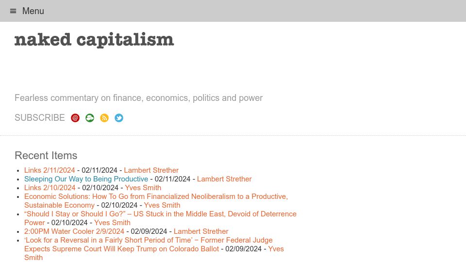 Screenshot of nakedcapitalism.com: Sleeping Our Way to Being Productive
