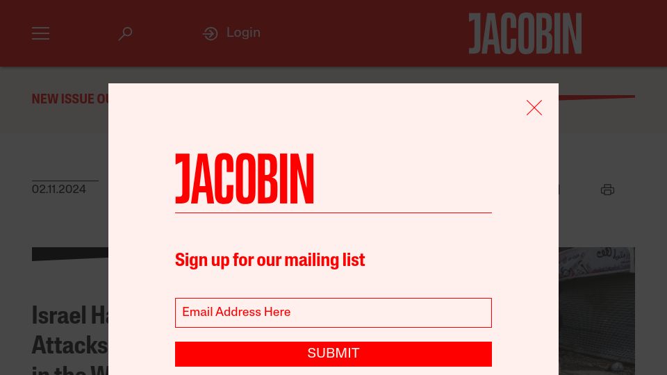 Screenshot of jacobin.com: Israel Has Ramped Up Attacks on Jenin Camp in the West Bank