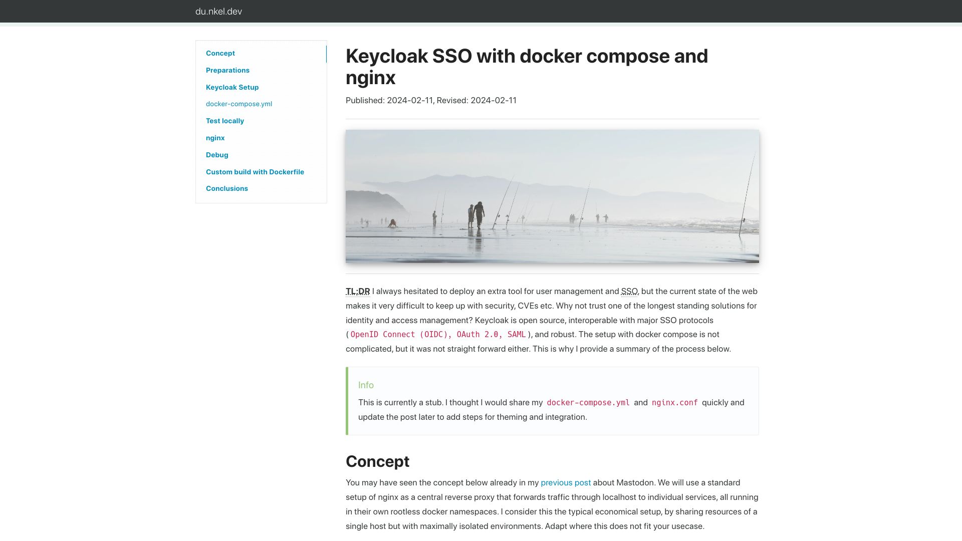 Screenshot of du.nkel.dev: Keycloak SSO with Docker Compose and Nginx