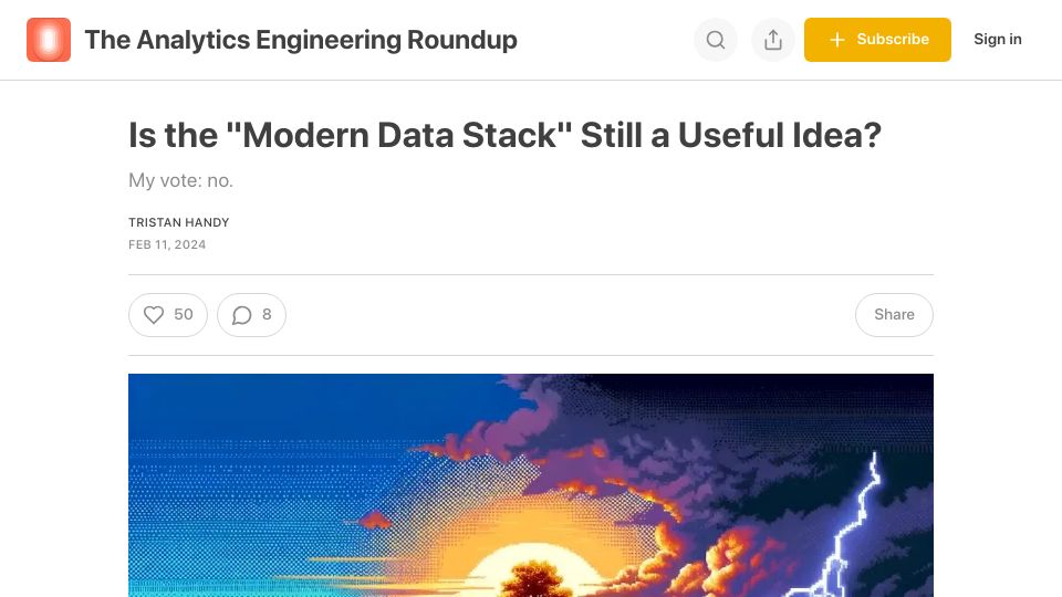 Screenshot of roundup.getdbt.com: Is the "modern data stack" still a useful idea?