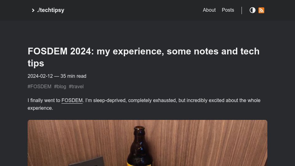 Screenshot of ounapuu.ee: FOSDEM 2024: my experience, some notes and tech tips