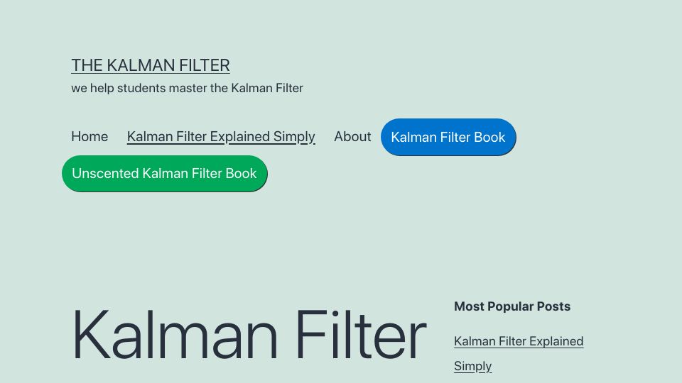 Screenshot of thekalmanfilter.com: Kalman Filter Explained Simply