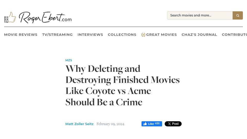 Screenshot of rogerebert.com: Deleting and destroying finished movies