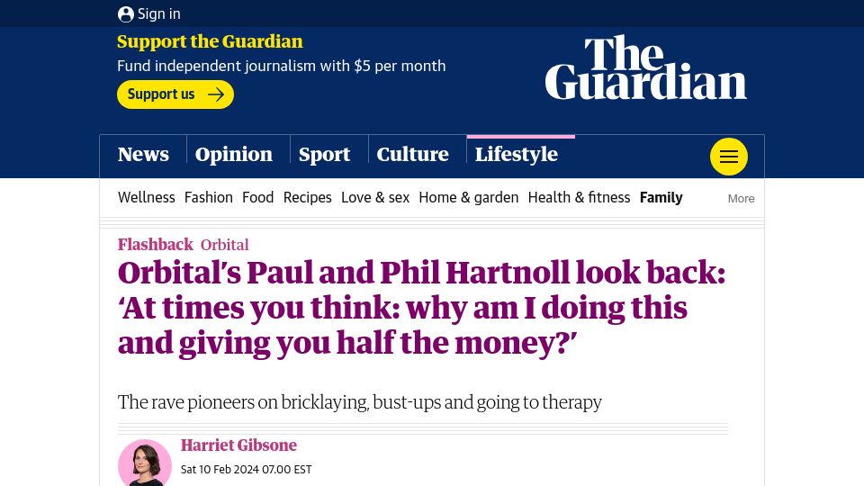 Screenshot of theguardian.com: Orbital's Hartnoll brothers look back