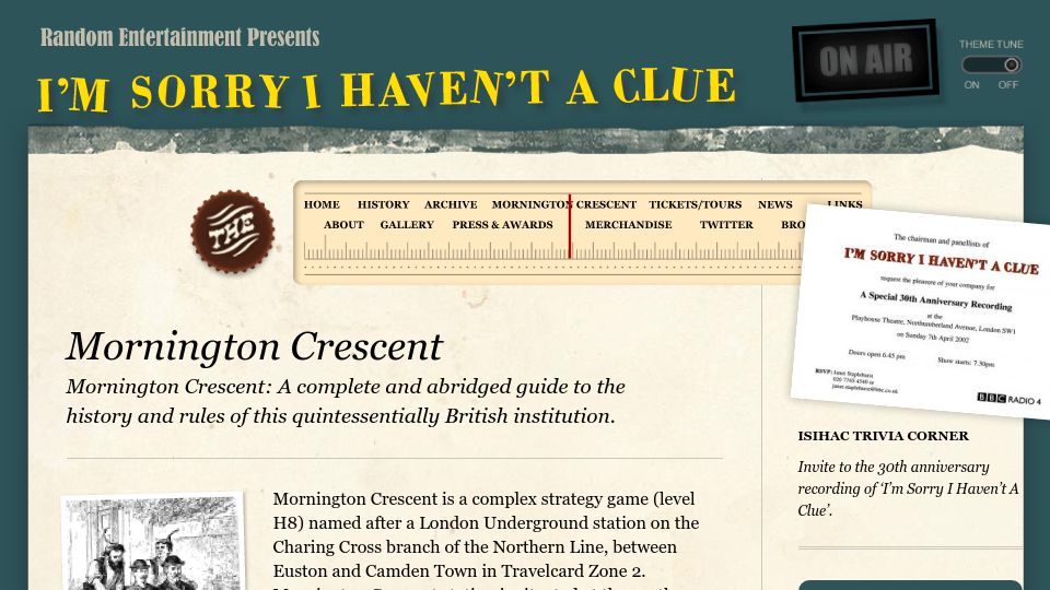 Screenshot of isihac.net: Mornington Crescent