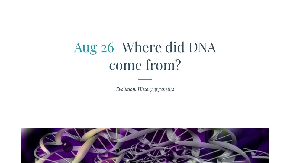 Screenshot of geneticsunzipped.com: Where did DNA come from?