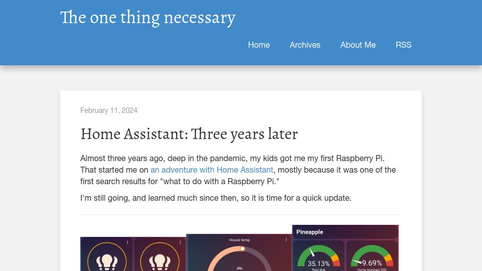 Screenshot of eamonnsullivan.co.uk: Home Assistant: Three years later