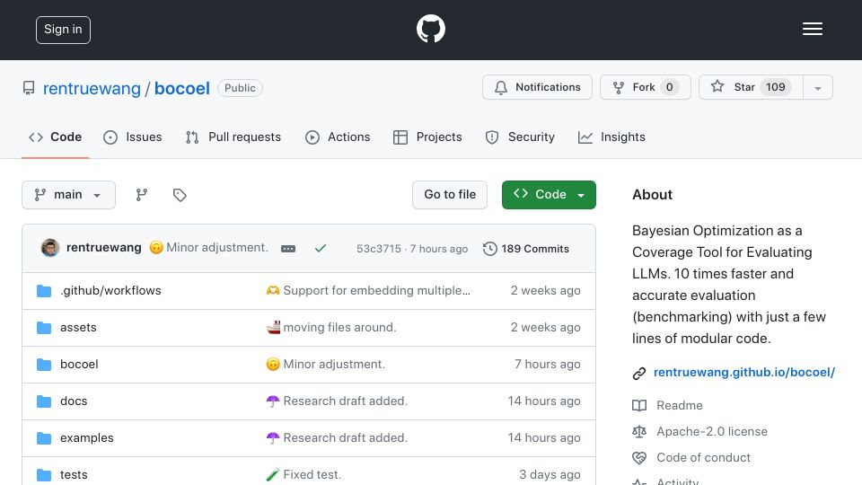 Screenshot of github.com: Show HN: Faster LLM evaluation with Bayesian optimization