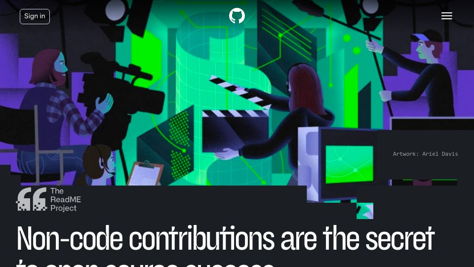 Screenshot of github.com: Non-code contributions to open source