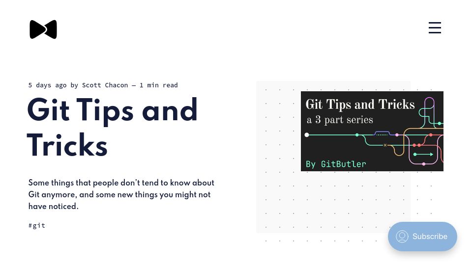 Screenshot of blog.gitbutler.com: Git tips and tricks