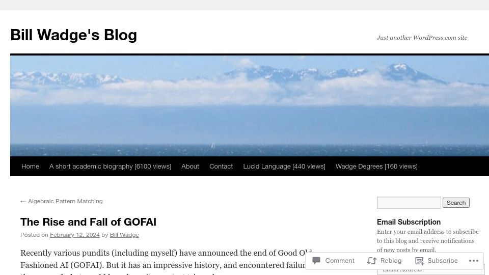 Screenshot of billwadge.com: The Rise and Fall of GOFAI