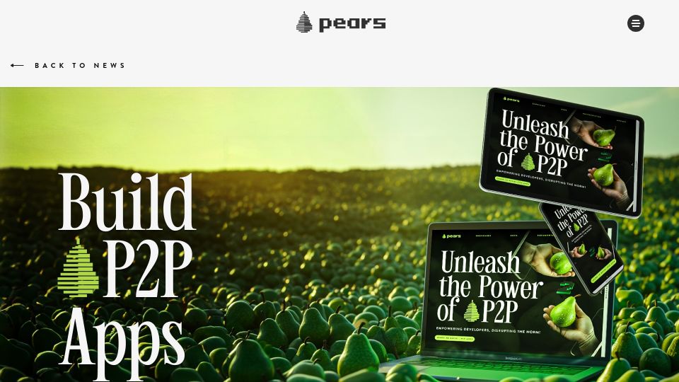Screenshot of pears.com: Holepunch Unveils P2P Platform "Pear Runtime"