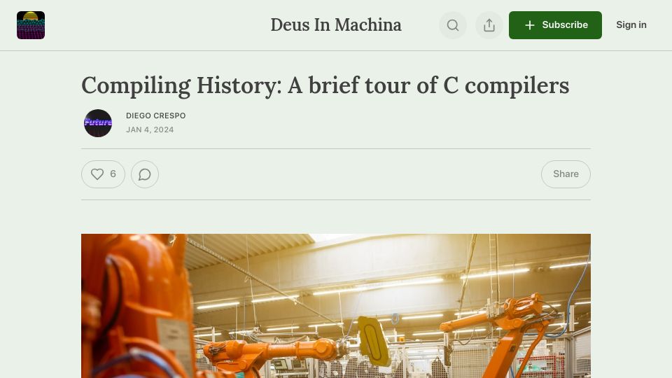Screenshot of deusinmachina.net: Compiling History: A brief tour of C compilers