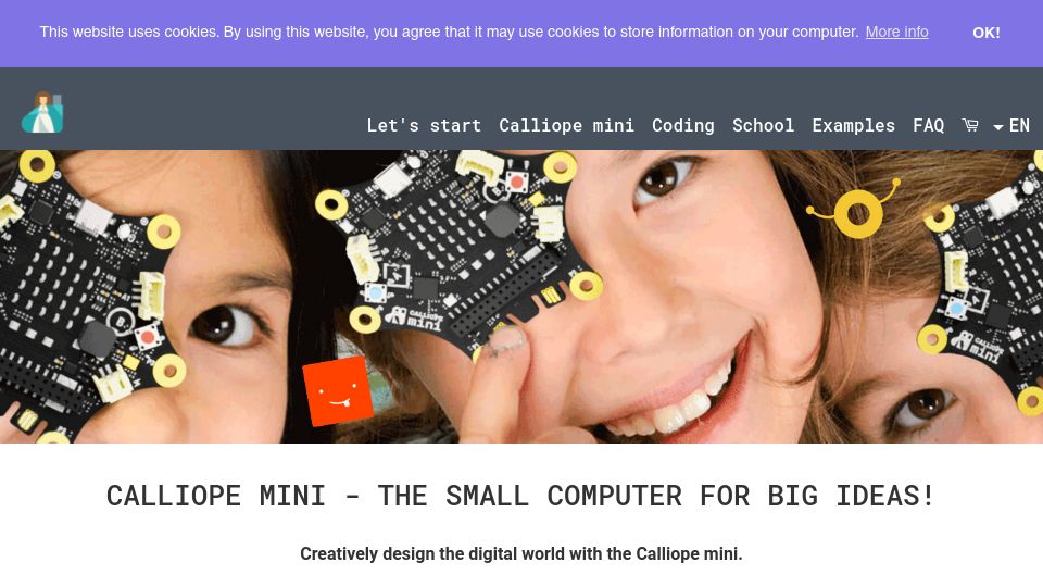 Screenshot of calliope.cc: Calliope MINI – The Small Computer for Big Ideas