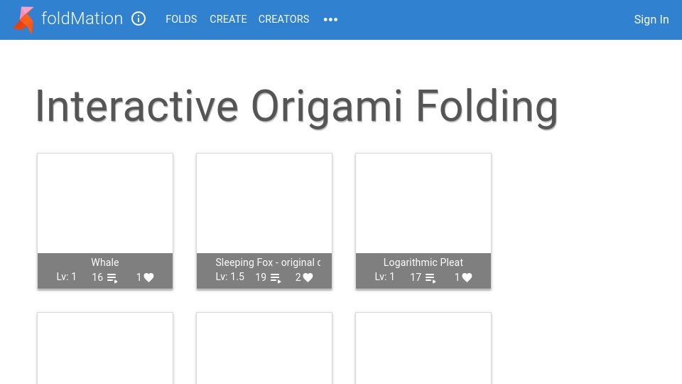Screenshot of foldmation.com: Show HN: FoldMation – Interactive origami learning and creation