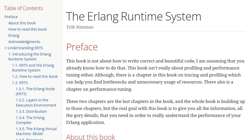 Screenshot of blog.stenmans.org: The Erlang Runtime System