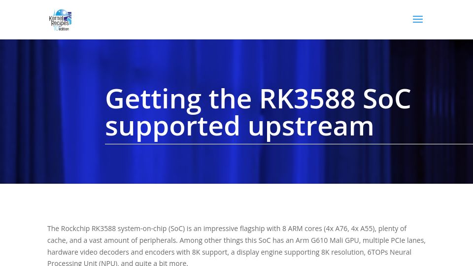 Screenshot of kernel-recipes.org: Getting the RK3588 SoC supported in upstream Linux (2023)