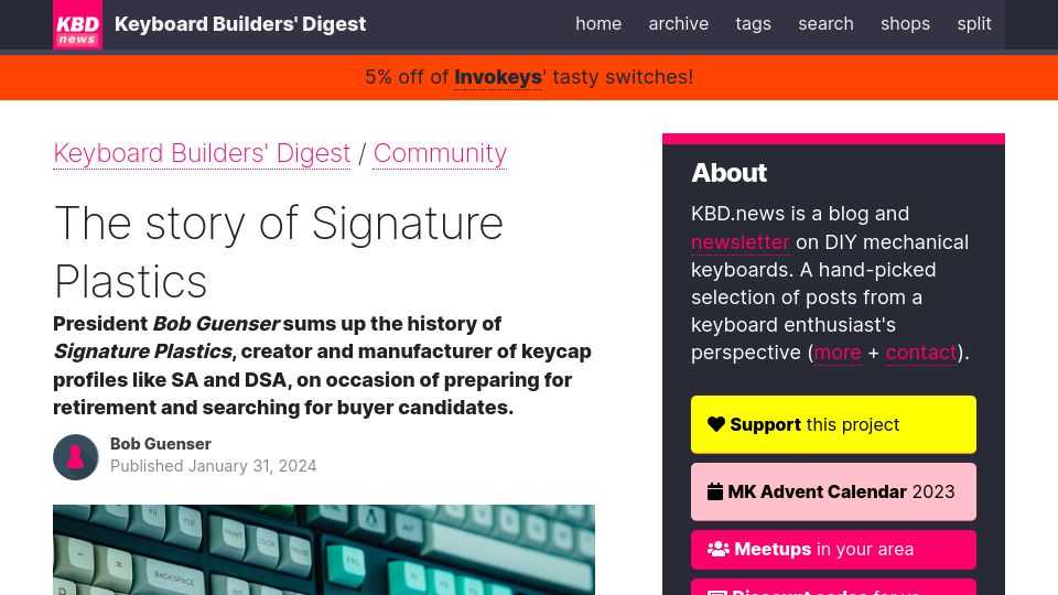 Screenshot of kbd.news: The story of Signature Plastics