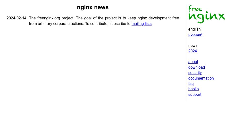 Screenshot of freenginx.org: Free Nginx