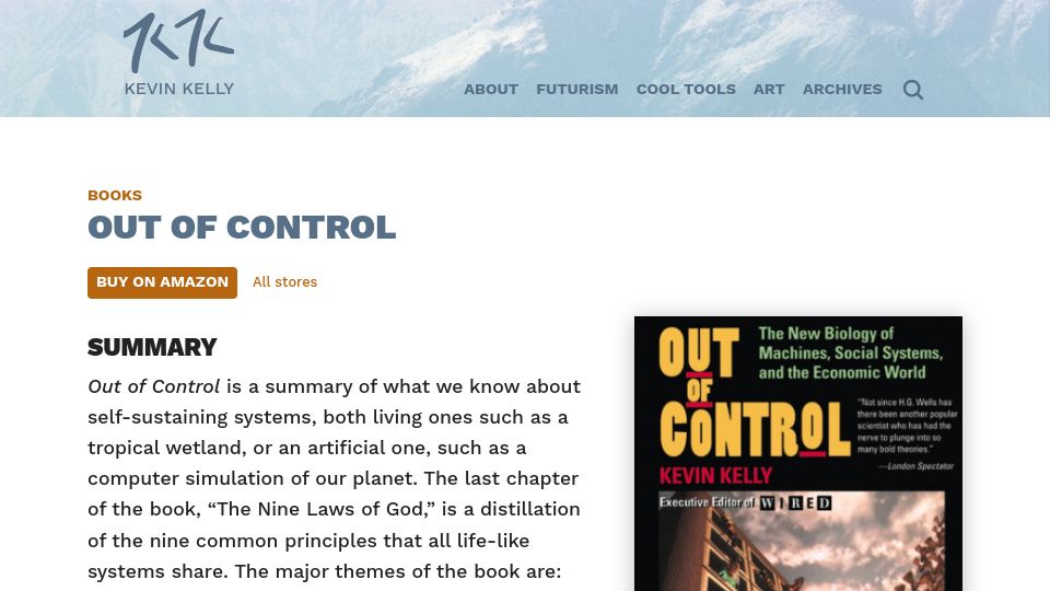 Screenshot of kk.org: Out of Control (1994)