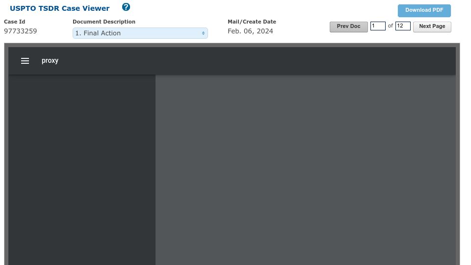 Screenshot of tsdr.uspto.gov: OpenAI – Application for US trademark “GPT” has failed