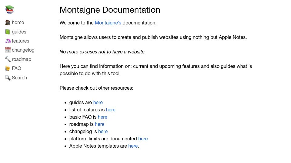 Screenshot of docs.montaigne.io: Montaigne Documentation