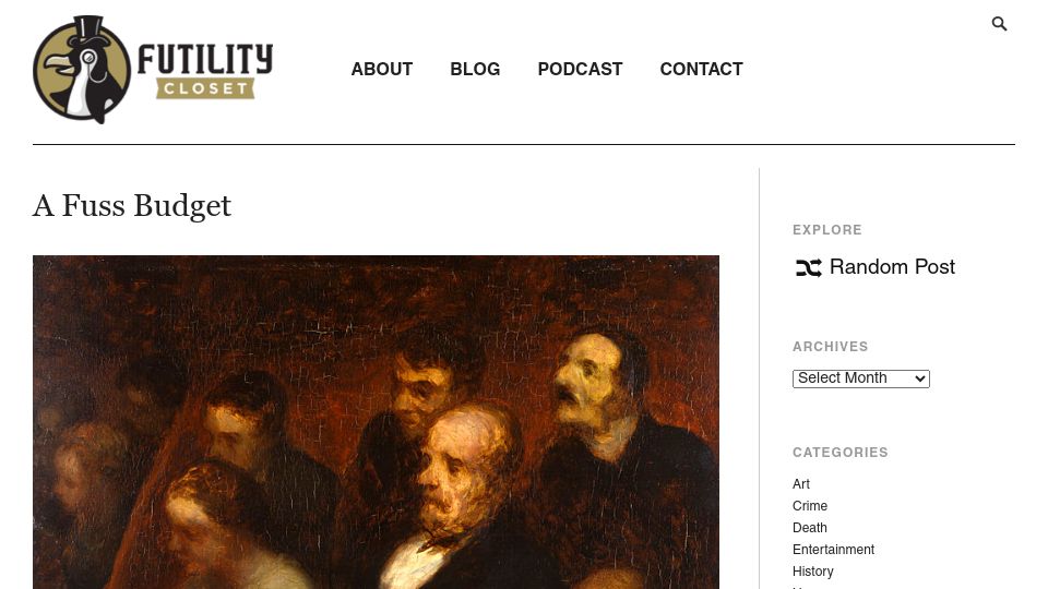 Screenshot of futilitycloset.com: A Fuss Budget (1885)