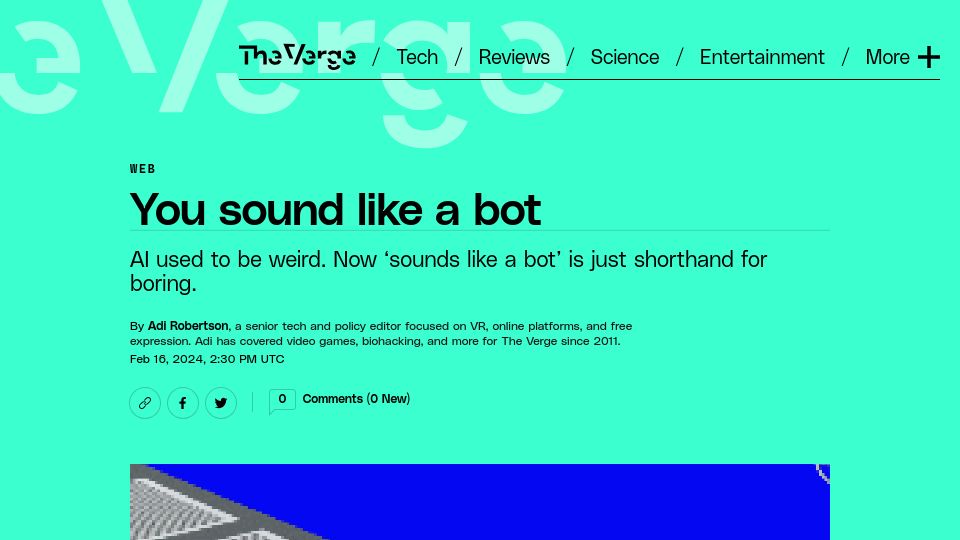 Screenshot of theverge.com: You Sound Like a Bot
