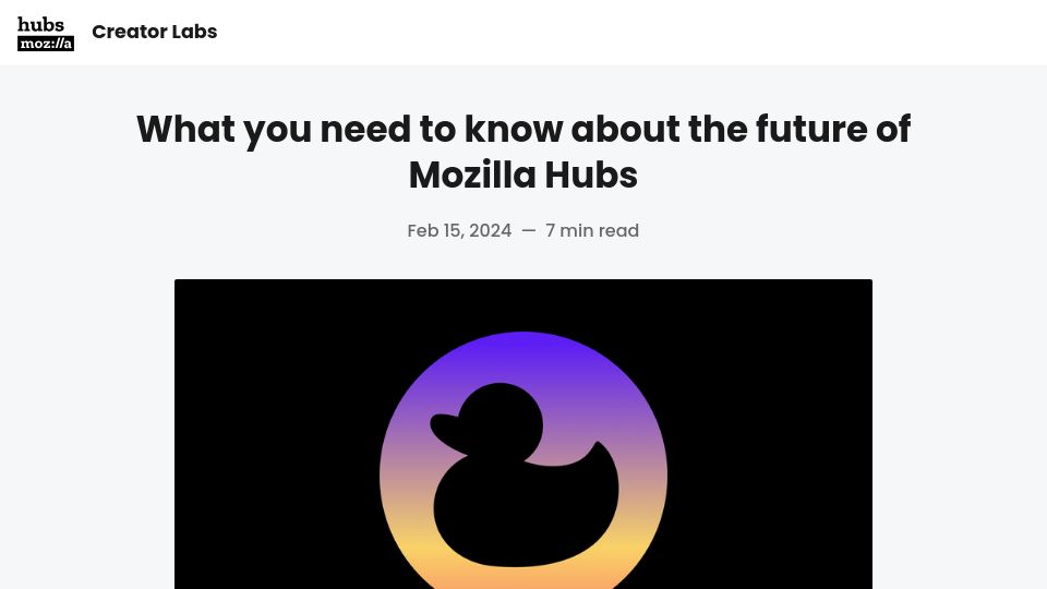 Screenshot of hubs.mozilla.com: The future of Mozilla Hubs
