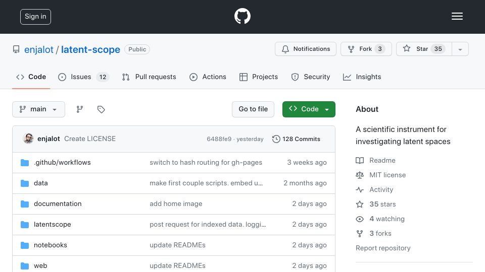 Screenshot of github.com: Visualize Latent Spaces