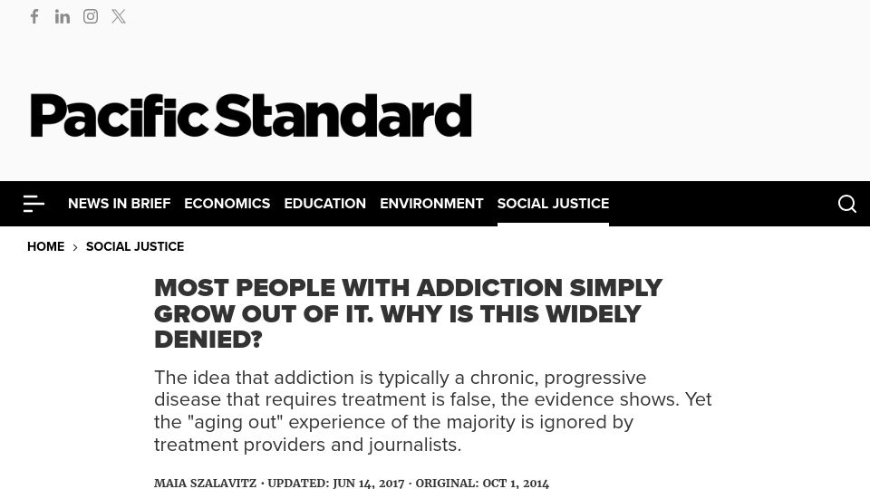 Screenshot of psmag.com: Most people with addiction simply grow out of it (2014)
