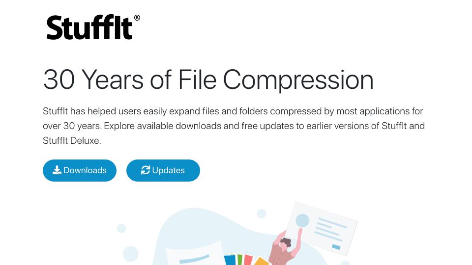 Screenshot of stuffit.com: Stuffit – 30 Years of File Compression
