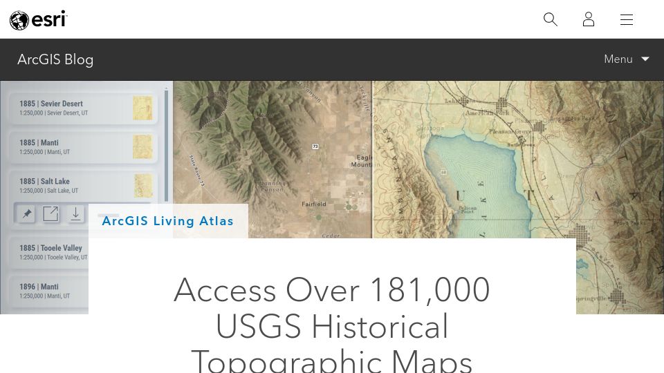 Screenshot of esri.com: USGS Historical Topographic Maps