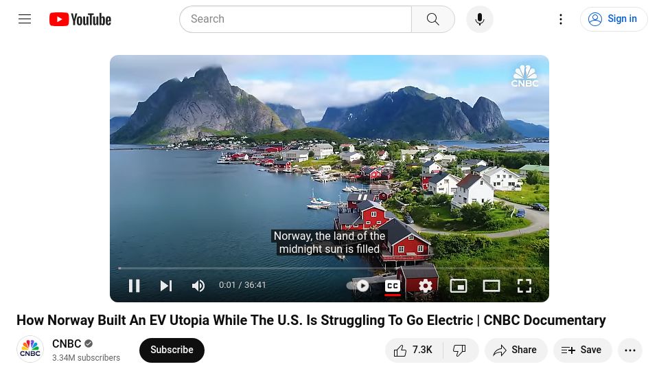 Screenshot of youtube.com: How Norway Built an EV Utopia While the US Is Struggling to Go Electric