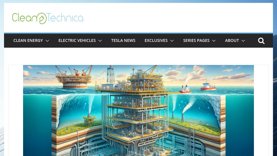 Screenshot of cleantechnica.com: Carbon Capture Facility in World Creates 25x More CO2 from Use of Product