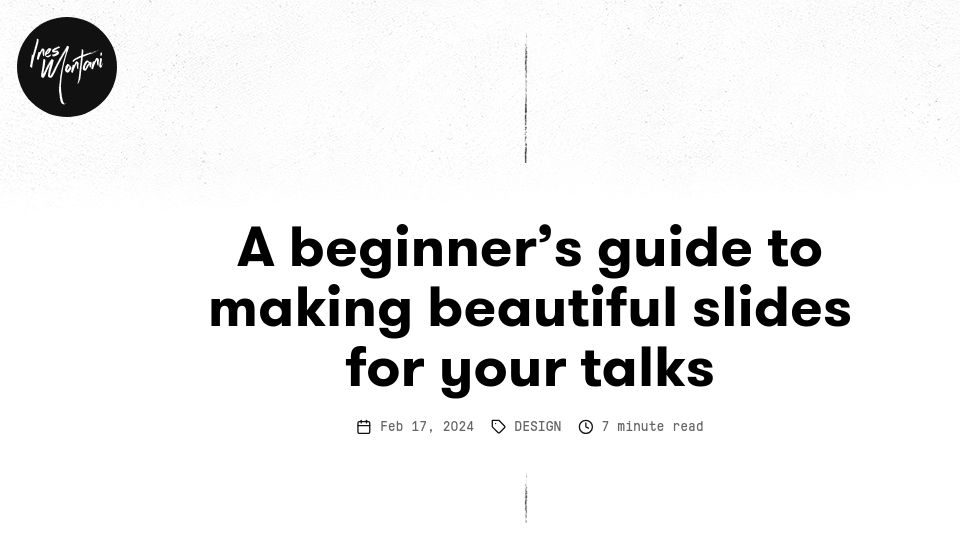 Screenshot of ines.io: A beginner's guide to making beautiful slides for talks