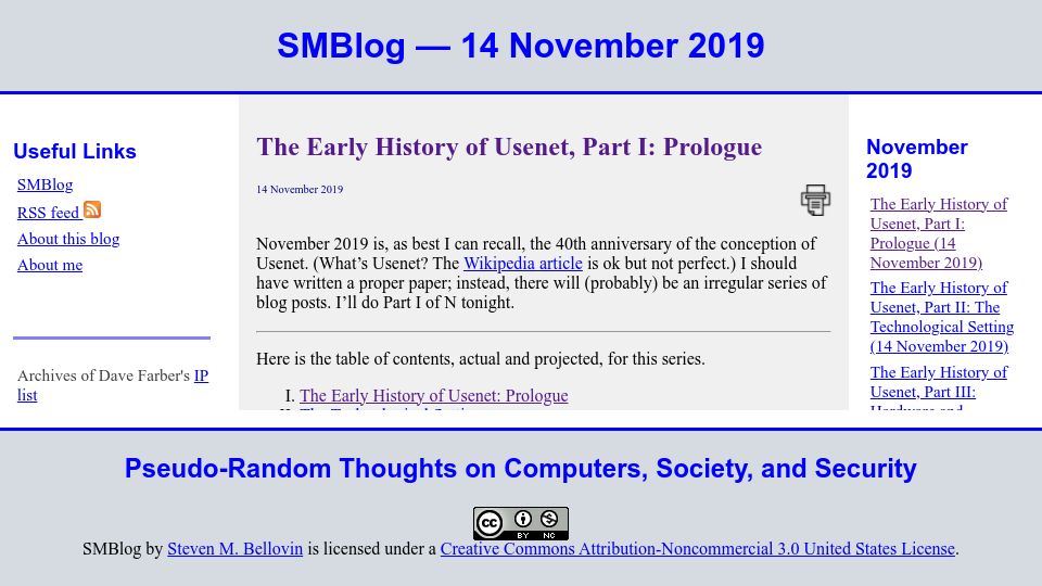 Screenshot of cs.columbia.edu: The Early History of Usenet (2019)