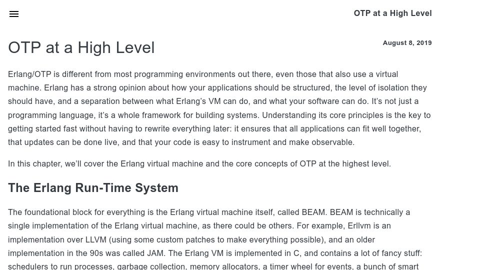 Screenshot of adoptingerlang.org: OTP at a High Level (2019)